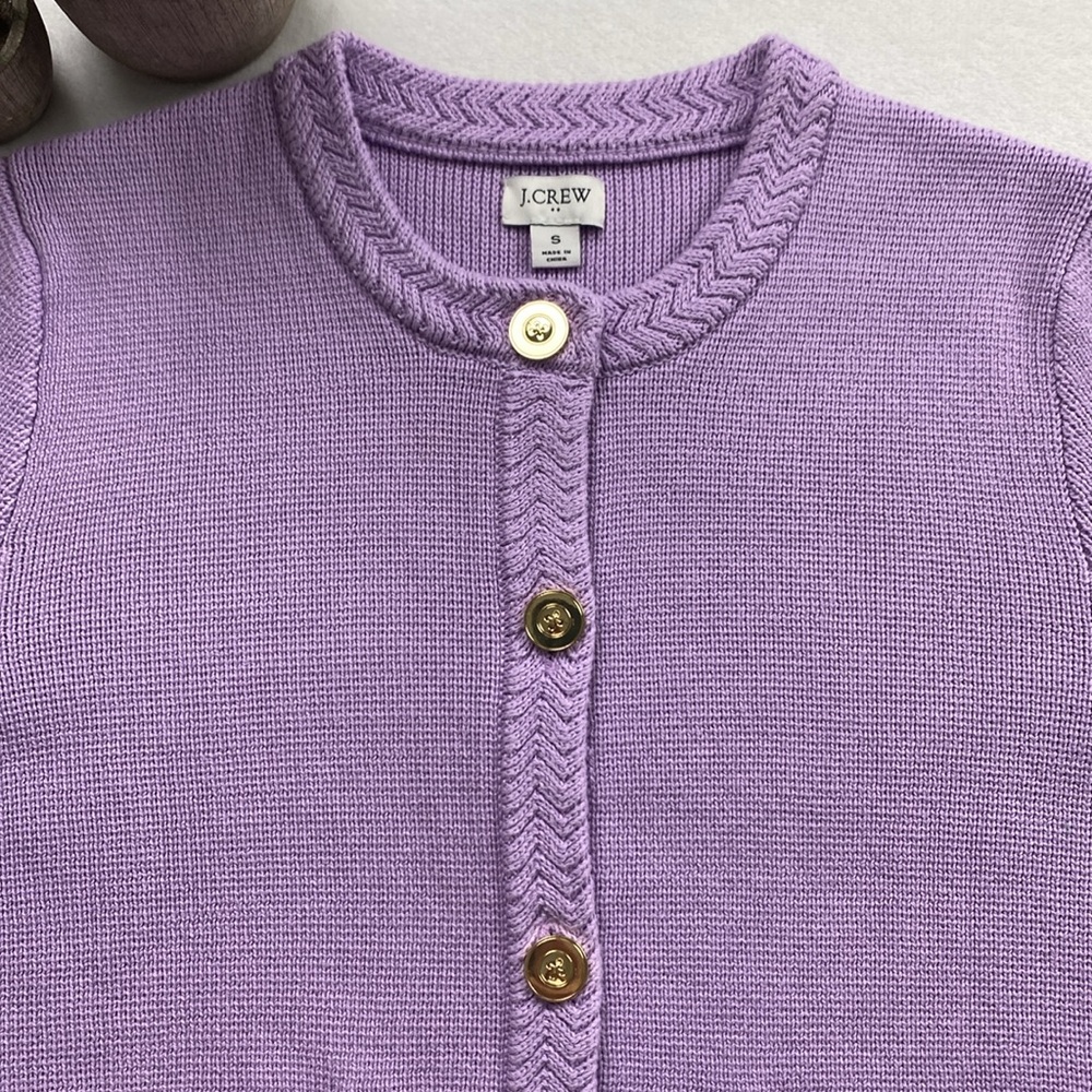 J. Crew Factory Knit Button Front Long Sleeve Sweater Cardigan (Lavender) - Picture 5 of 16